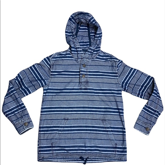 American Eagle striped denim hoodie drawstring waist size XS - Picture 1 of 12